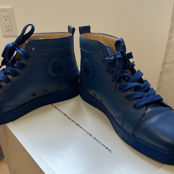 Christian Louboutin Junior High Top Cobalt Blue - Picture 3 of 5
